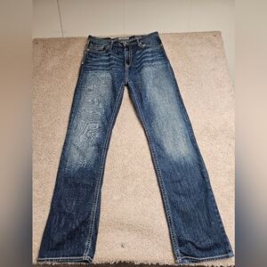 BKE Tyler Straight Jeans Men 34XL Blue Denim Stretch Dark Wash Western Cowboy